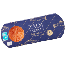 Gerookte zalmtartaar met mosterddillesaus